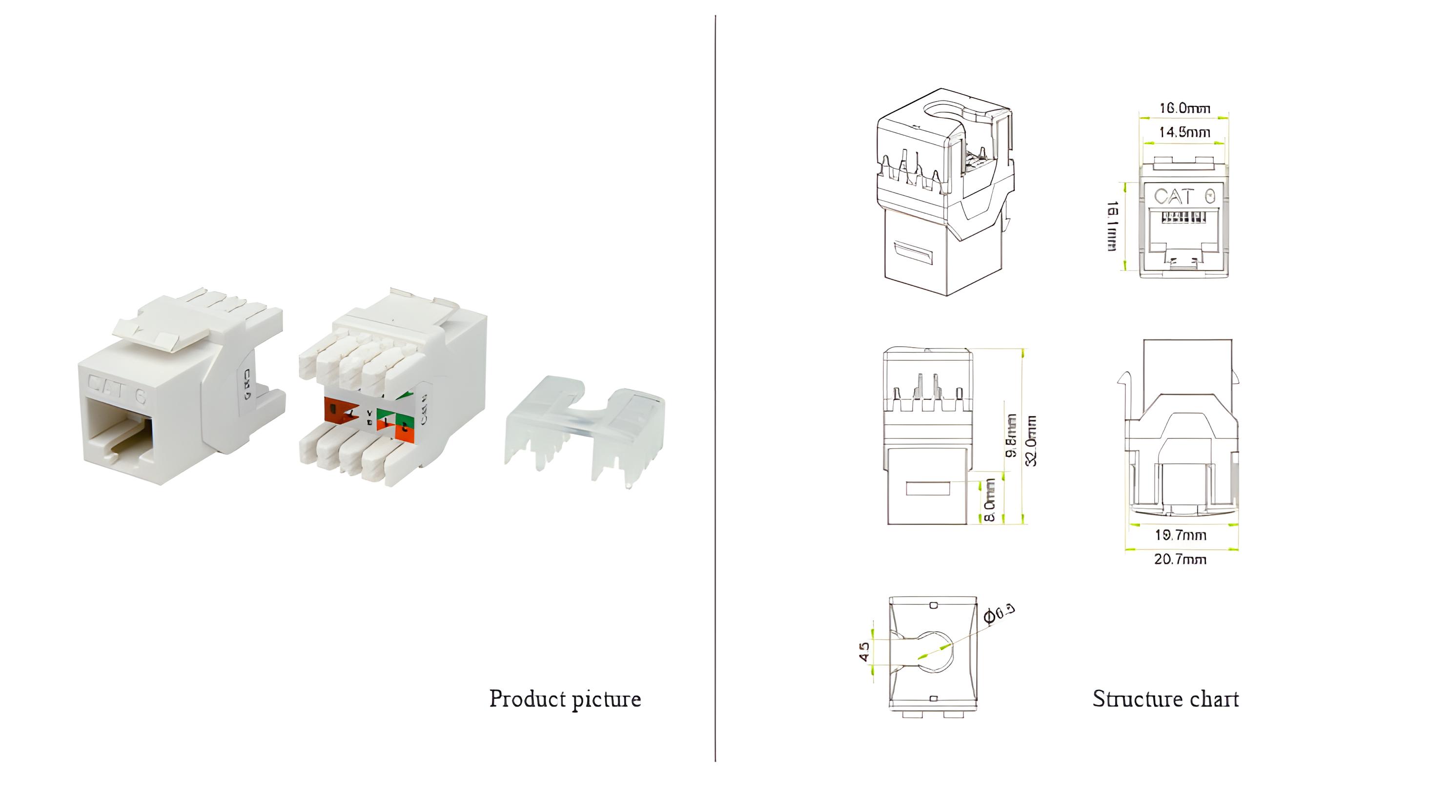 Cat 6A UTP Keystone Jack